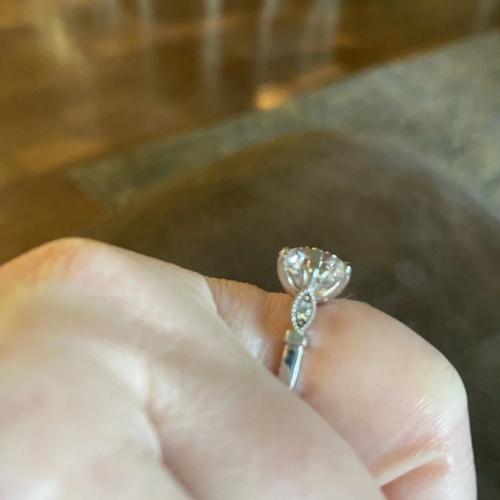 White gold white sapphire ring